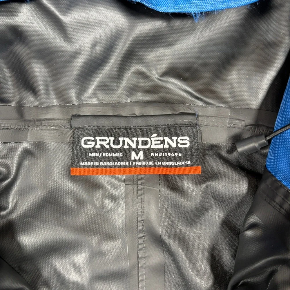 Grundens Weather Watch Jacket Men Medium Blue Hooded Full Zip Waterproof 10361